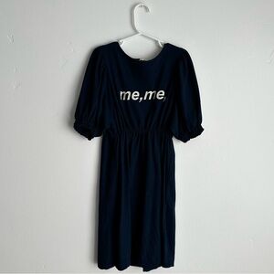 Charming Navy Kids Dress with 'Me Me' Design
